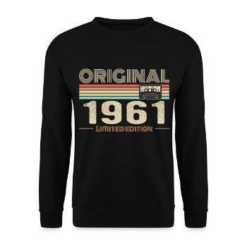 Original 1961 Vintage 1961 Retro Birthday 1961 - Unisex Sweatshirt - black - Front - Alina (178cm) & Michal (187cm)