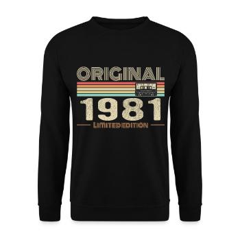 Original 1981 Vintage 1981 Anniversaire Rétro 1981 - Sweat-shirt Unisexe - noir - Devant - Alina (178cm) & Michal (187cm)
