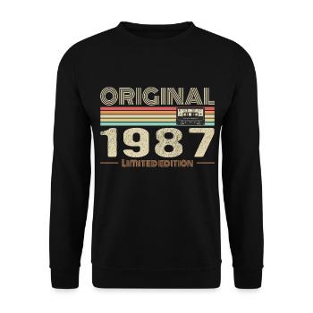 Original 1987 Vintage 1987 Anniversaire Rétro 1987 - Sweat-shirt Unisexe - noir - Devant - Alina (178cm) & Michal (187cm)