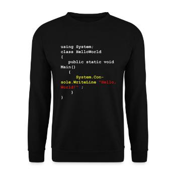 Programme cadeau pour les développeurs Hello World C # Sharp - Sweat-shirt Unisexe - noir - Devant - Alina (178cm) & Michal (187cm)