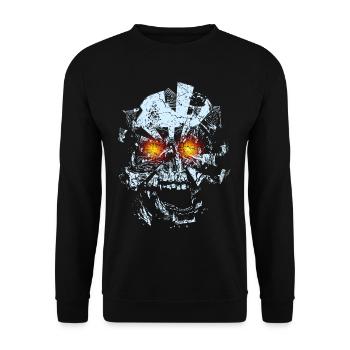 Totenkopf Schädel Skull Explosion - Unisex Pullover - Schwarz - Vorne - Alina (178cm) & Michal (187cm)