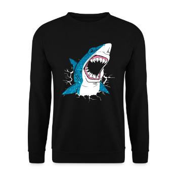 Shark shark shark - Unisex Sweatshirt - black - Front - Alina (178cm) & Michal (187cm)