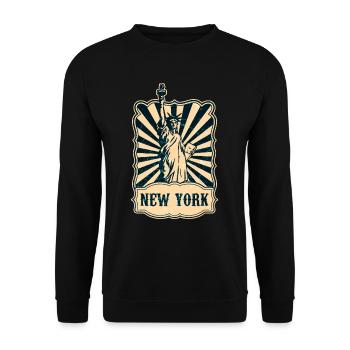 New York Freiheitsstatue - Unisex Pullover - Schwarz - Vorne - Alina (178cm) & Michal (187cm)
