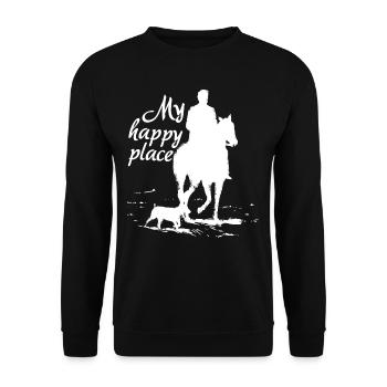 My Happy Place - Pferd & Hund - Unisex Pullover - Schwarz - Vorne - Alina (178cm) & Michal (187cm)