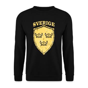 Schweden Wikinger Helm Wappen Flagge Fahne Schild - Unisex Pullover - Schwarz - Vorne - Alina (178cm) & Michal (187cm)