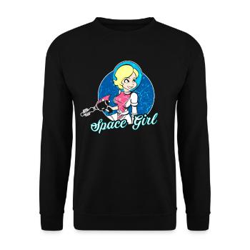 Sexy Space Girl Weltraum Frau Comic Cartoon - Unisex Pullover - Schwarz - Vorne - Alina (178cm) & Michal (187cm)