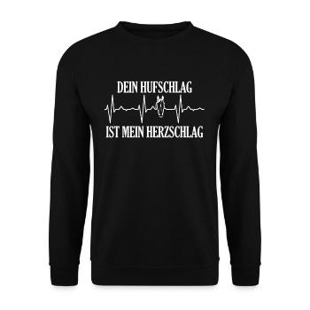 Dein Hufschlag Ist Mein Herzschlag - Unisex Pullover - Schwarz - Vorne - Alina (178cm) & Michal (187cm)