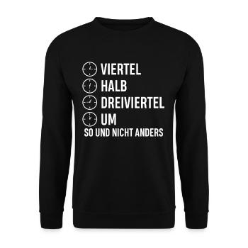 Uhrzeiten, So Und Nicht Anderst - Unisex Pullover - Schwarz - Vorne - Alina (178cm) & Michal (187cm)