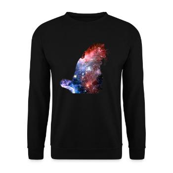Katze Katzen Universum Sterne Galaxie - Unisex Pullover - Schwarz - Vorne - Alina (178cm) & Michal (187cm)