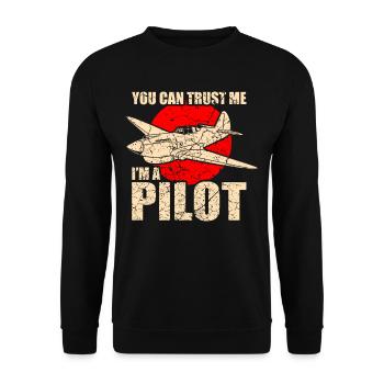 Pilot Flieger Flugzeug Fliegen - Unisex Pullover - Schwarz - Vorne - Alina (178cm) & Michal (187cm)