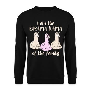 Drama Lama Rosa Spruch Drama Llama Of The Family - Unisex Pullover - Schwarz - Vorne - Alina (178cm) & Michal (187cm)