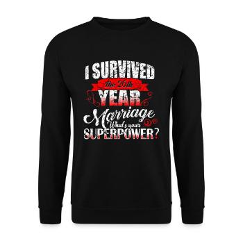 Anniversaire de mariage 20 ans marié - Sweat-shirt Unisexe - noir - Devant - Alina (178cm) & Michal (187cm)