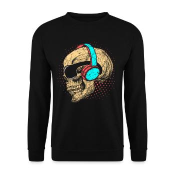 Music Headphone Skull Skull Skull - Unisex Sweatshirt - black - Front - Alina (178cm) & Michal (187cm)