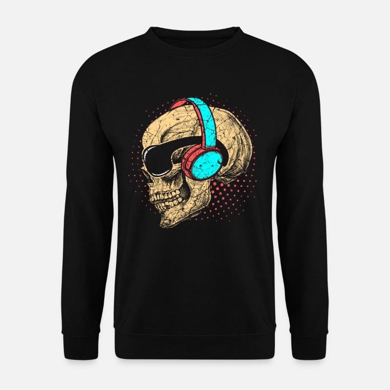 Musik Kopfhörer Skull Totenkopf - Unisex Pullover - Schwarz
