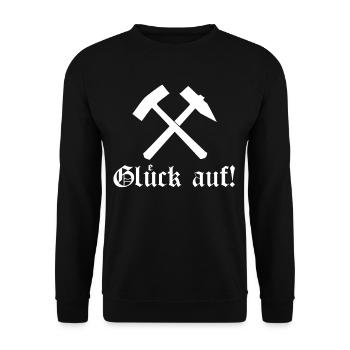 Glück auf - Unisex Pullover - Schwarz - Vorne - Alina (178cm) & Michal (187cm)