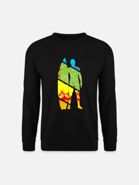 Surfer Surfen Surfbrett - Unisex Pullover - Schwarz