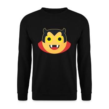 Teufel Emoji Geschenk Halloween Kinder Süss - Unisex Pullover - Schwarz - Vorne - Alina (178cm) & Michal (187cm)