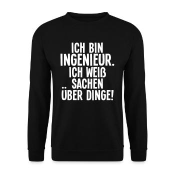 Ich Bin Ingenieur Ich weiß Sachen über dinge - Unisex Pullover - Schwarz - Vorne - Alina (178cm) & Michal (187cm)