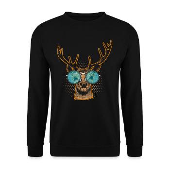 Cool deer with glasses - Unisex Sweatshirt - black - Front - Alina (178cm) & Michal (187cm)