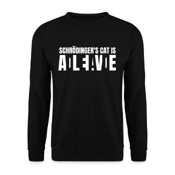 Schrödingers Katze Physik Physiker - Unisex Pullover - Schwarz - Vorne - Alina (178cm) & Michal (187cm)