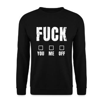 Fuck You Me Off Funny Cool Saying - Unisex Sweatshirt - black - Front - Alina (178cm) & Michal (187cm)