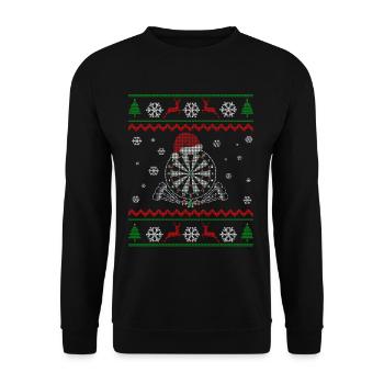 Weihnachten Dart Darts Geschenk - Unisex Pullover - Schwarz - Vorne - Alina (178cm) & Michal (187cm)