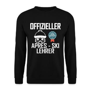 Offizieller Apres Ski Lehrer - Unisex Pullover - Schwarz - Vorne - Alina (178cm) & Michal (187cm)