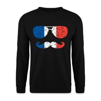 France Frenchman flag moustache lunettes de soleil - Sweat-shirt Unisexe - noir - Devant - Alina (178cm) & Michal (187cm)