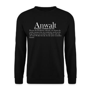 Anwalt - Unisex Pullover - Schwarz - Vorne - Alina (178cm) & Michal (187cm)