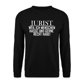 Jurist Weil Ich Menschen Hasse - Unisex Pullover - Schwarz - Vorne - Alina (178cm) & Michal (187cm)