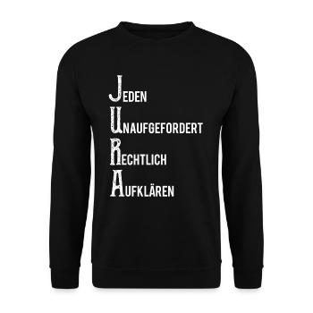 Jeden Unaufgefordert Rechtlich Aufklären - Unisex Pullover - Schwarz - Vorne - Alina (178cm) & Michal (187cm)