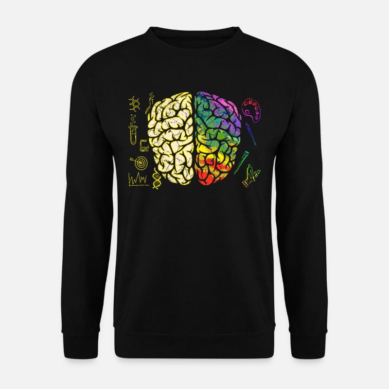 Gehirn Hirn Gehirnhälfte Analytisch Kreativ - Unisex Pullover - Schwarz