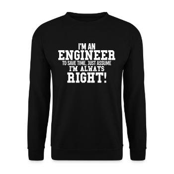 Je suis un ingénieur - Sweat-shirt Unisexe - noir - Devant - Alina (178cm) & Michal (187cm)