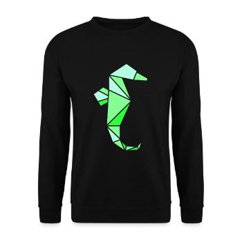 Origami Seepferd Seepferdchen - Unisex Pullover - Schwarz - Vorne - Alina (178cm) & Michal (187cm)