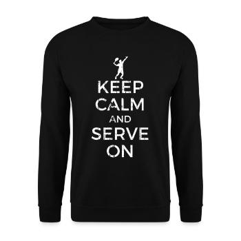 Keep Calm and Serve On - Cool tennis saying - Unisex Sweatshirt - black - Front - Alina (178cm) & Michal (187cm)