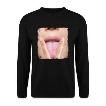 Sexy fille fille femme langue - Sweat-shirt Unisexe - noir - Devant - Alina (178cm) & Michal (187cm)