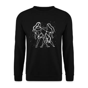 Sternzeichen Zwillinge - Unisex Pullover - Schwarz - Vorne - Alina (178cm) & Michal (187cm)