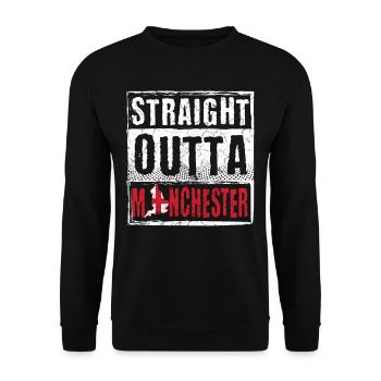 Straight Outta Manchester - Unisex Pullover - Schwarz - Vorne - Alina (178cm) & Michal (187cm)