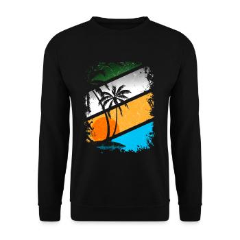 Sommer Sonne Strand Palmen Urlaub Ferien - Unisex Pullover - Schwarz - Vorne - Alina (178cm) & Michal (187cm)