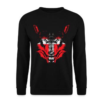 Wolf mit Dänemark Flagge - Unisex Pullover - Schwarz - Vorne - Alina (178cm) & Michal (187cm)