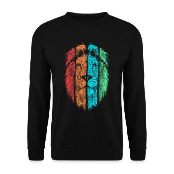 Lion - Sweat-shirt Unisexe - noir - Devant - Alina (178cm) & Michal (187cm)