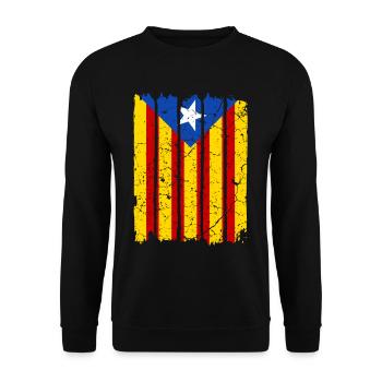 Katalonien Flagge - Unisex Pullover - Schwarz - Vorne - Alina (178cm) & Michal (187cm)