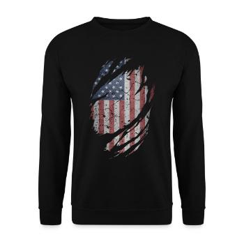 USA Flagge - Unisex Pullover - Schwarz - Vorne - Alina (178cm) & Michal (187cm)