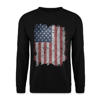 USA Amerika Flagge - Unisex Pullover - Schwarz - Vorne - Alina (178cm) & Michal (187cm)