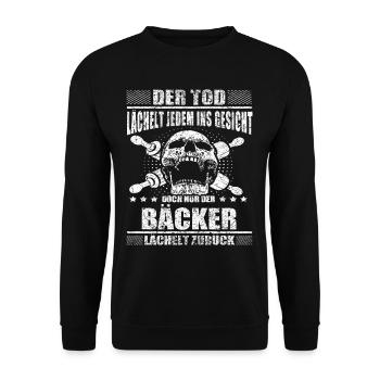Lustiger Spruch für Bäcker - Unisex Pullover - Schwarz - Vorne - Alina (178cm) & Michal (187cm)