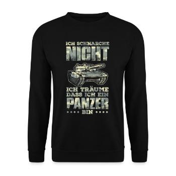 Ich schnarche nicht... träume bin ein Panzer - Unisex Pullover - Schwarz - Vorne - Alina (178cm) & Michal (187cm)