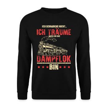 Ich schnarche nicht... träume bin eine Dampflok - Unisex Pullover - Schwarz - Vorne - Alina (178cm) & Michal (187cm)