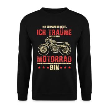 Ich schnarche nicht... träume bin ein Motorrad - Unisex Pullover - Schwarz - Vorne - Alina (178cm) & Michal (187cm)