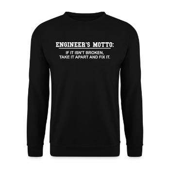 Engineer's motto - Unisex Sweatshirt - black - Front - Alina (178cm) & Michal (187cm)