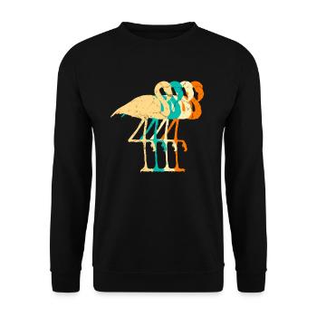 Flamant rose rétro - Sweat-shirt Unisexe - noir - Devant - Alina (178cm) & Michal (187cm)